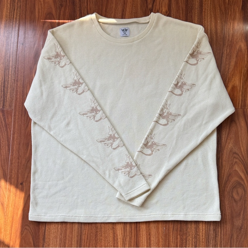 Boys Lie Cream Long Sleeve Top with Tan Graphics